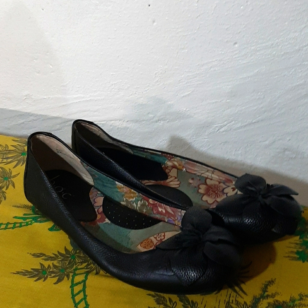 durable, black leather flats